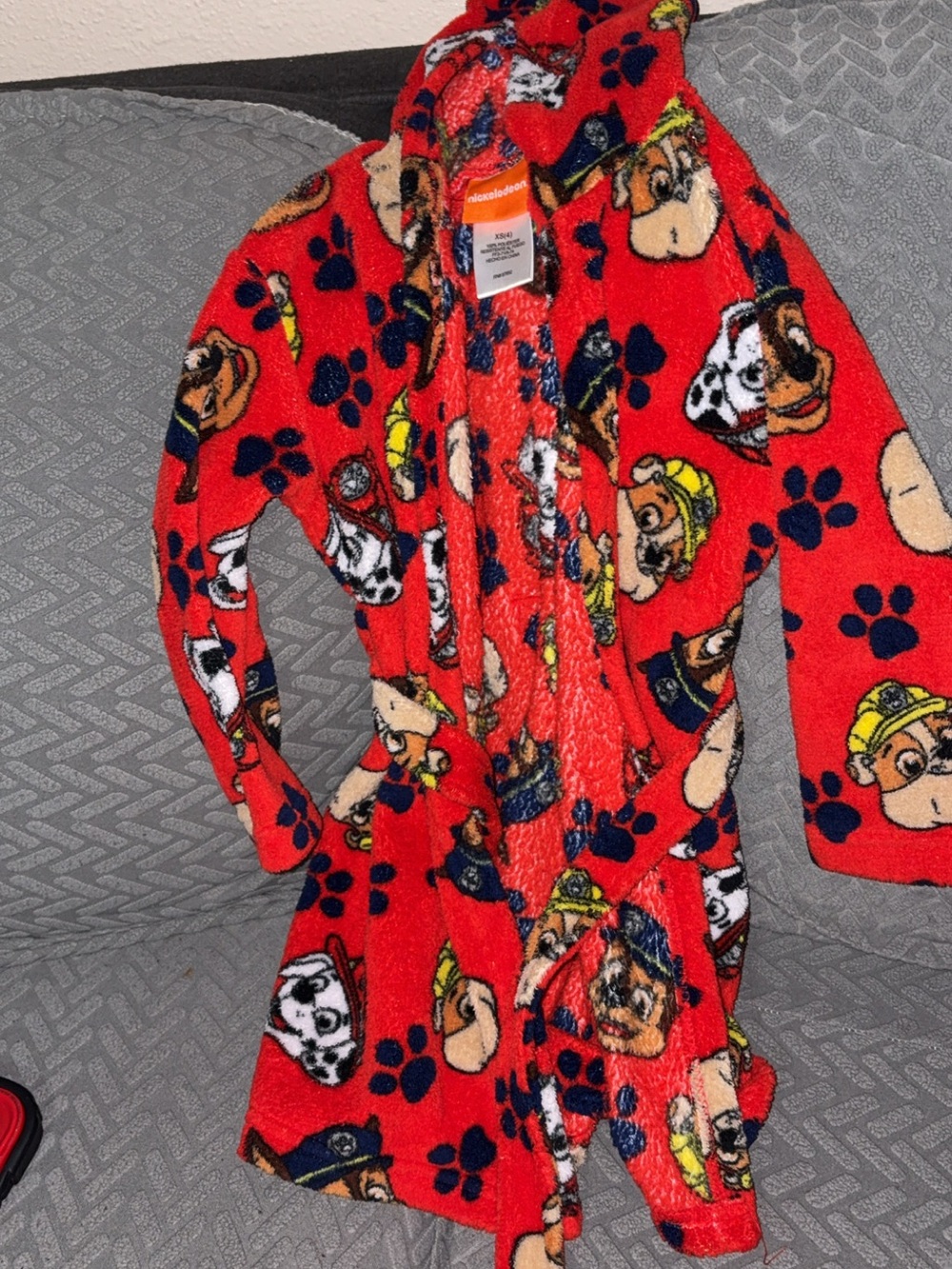 Nickelodeon Paw Patrol Red Plush Kids Bathrobe with Hood